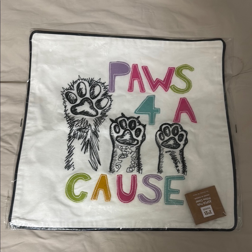 New Pottery Barn Teen Throw Pillow Cover *ASPCA Pet Pals Paws for a Cause Ltd Ed